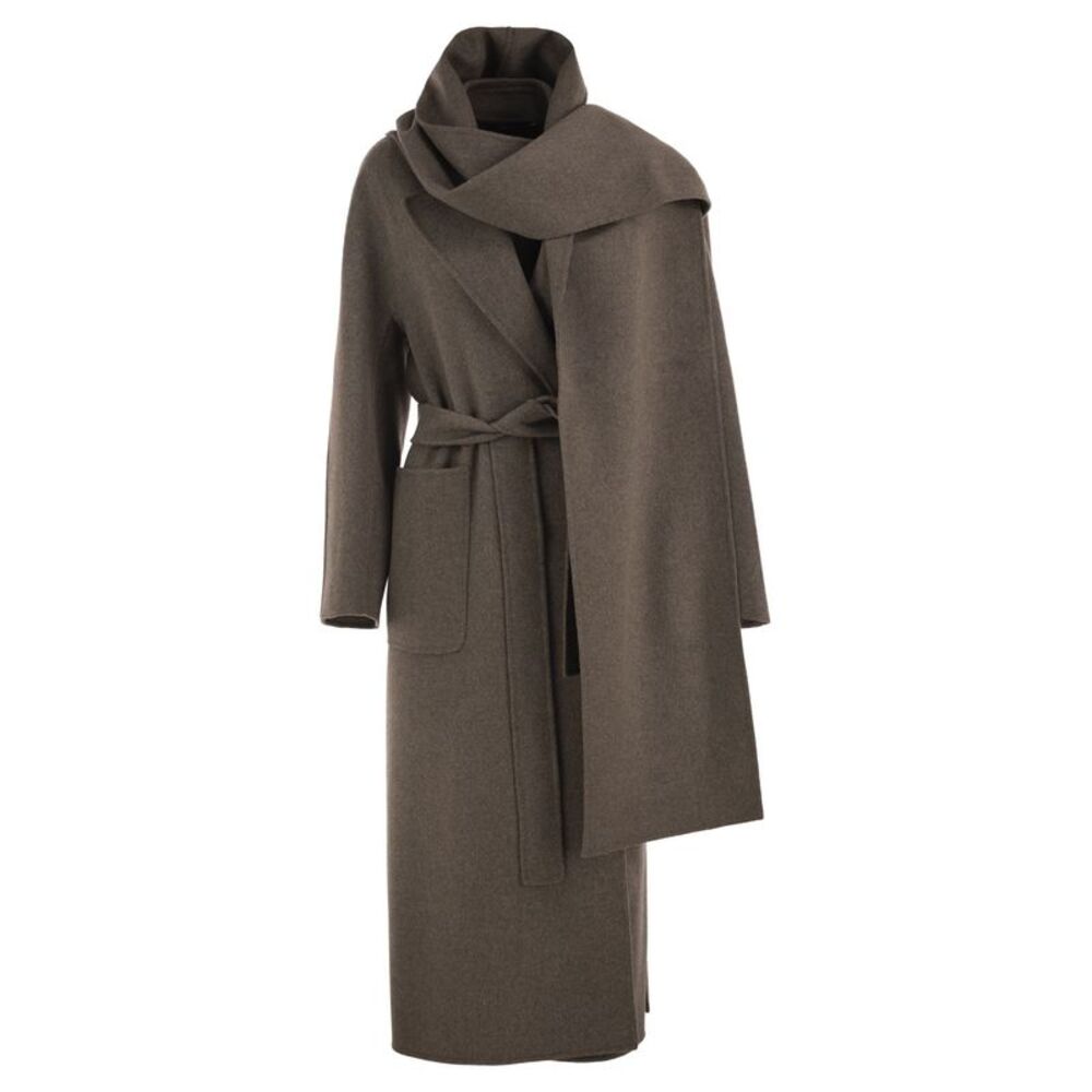 S Max Mara Women Smmpeonie - Pure Virgin Wool Coat With Integrated Scarf